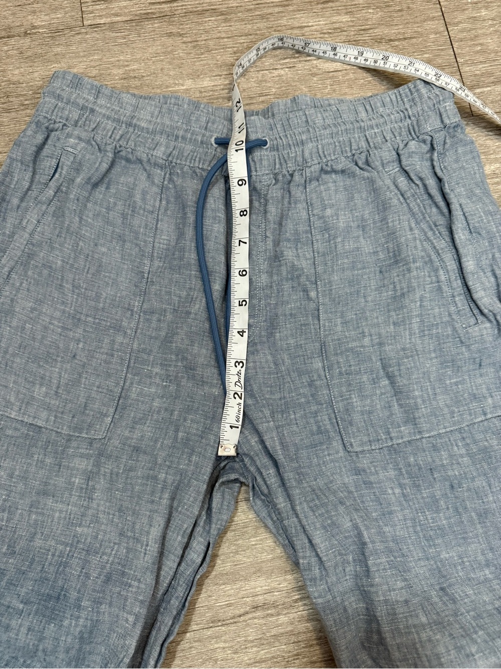 Athleta 100% Linen Wide Leg Pants Coastal Grandmother Blue Chambray Relaxed 8T - Picture 4 of 8